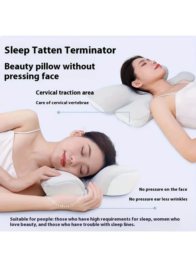 Grey Cotton Cervical Pillow For Neck Spine Support Ortho Contour C Shaped Design - Image 2